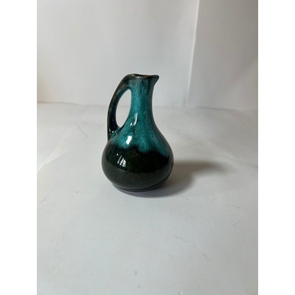 Vintage Prince Edward Island Teal Drip Glaze Miniature Pottery Jug Souvenir